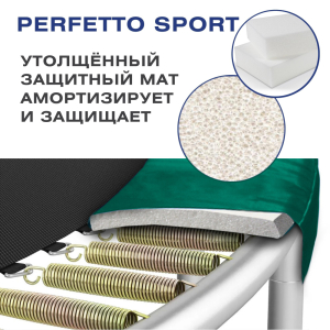 Батут с защитной сеткой Perfetto Sport Premium Moving 12 диаметр 3,70 м зеленый
