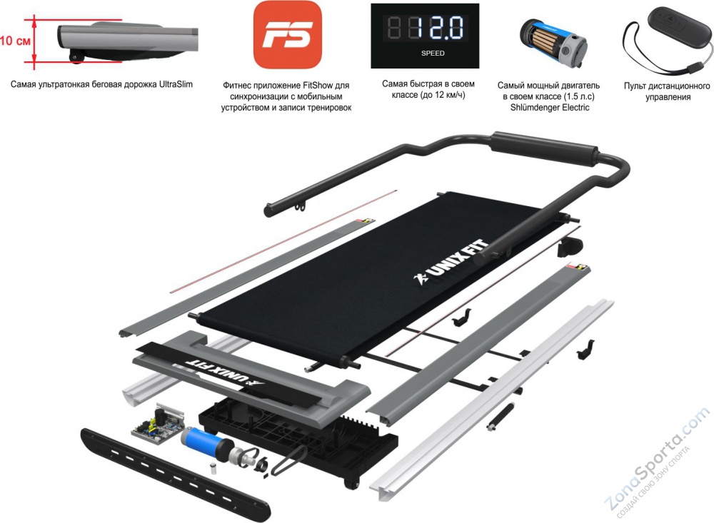 Беговая дорожка Unix Fit R-300C Grey