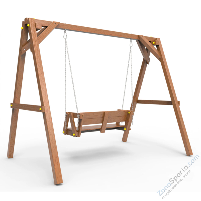 Деревянные качели Пикник 2 Оптимус (диванчик на цепях)