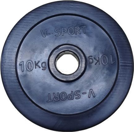 Диск Олимпийский  обрезиненный чёрный 10 кг V-Sport LB-10