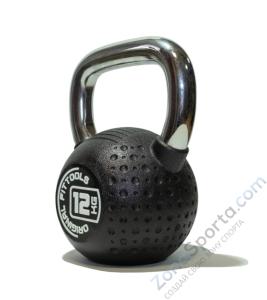 Гиря 12 кг с хромированной ручкой полиуретановая (CPU) Original FitTools