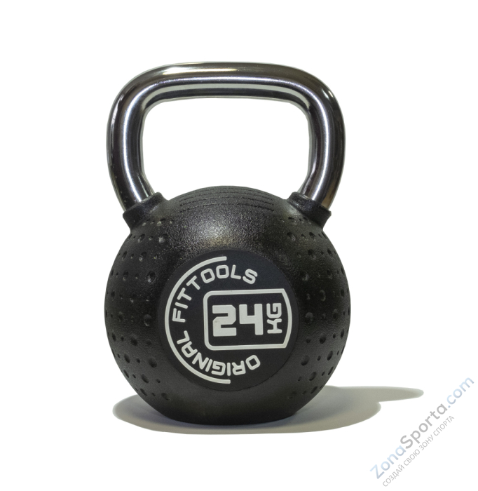 Гиря 24 кг с хромированной ручкой полиуретановая (CPU) Original FitTools